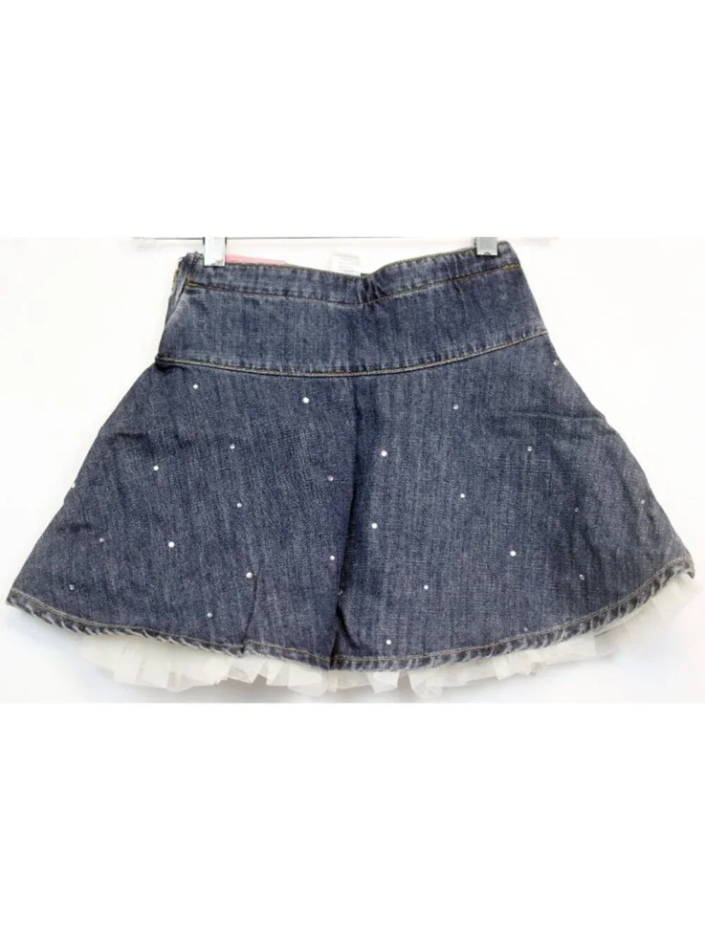2008 Gymboree Winter Snowflake Denim Skirt Tulle Rhinestones Flare sz 3 Lined